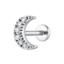 Load image into Gallery viewer, Orecchio da donna in acciaio con luna e zirconi Luca Barra PR107
