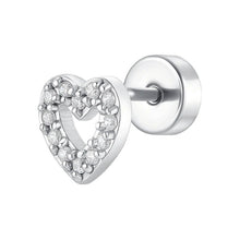 Load image into Gallery viewer, Orecchio da donna in acciaio con cuore e zirconi Luca Barra PR109
