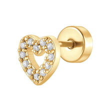 Load image into Gallery viewer, Orecchio da donna in acciaio dorato con cuore e zirconi Luca Barra PR110
