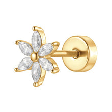 Load image into Gallery viewer, Orecchio da donna in acciaio dotato con fiore e zirconi Luca Barra PR121
