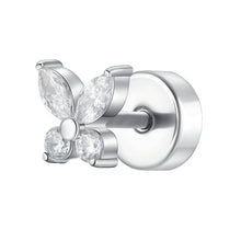 Load image into Gallery viewer, Orecchio da donna in acciaio farfalla con zirconi Luca Barra PR136
