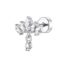Load image into Gallery viewer, Orecchio da donna in acciaio ventaglio con zirconi Luca Barra PR138
