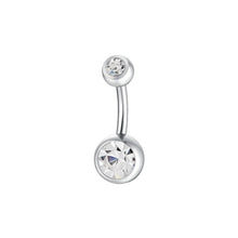 Cargar imagen en el visor de la galería, Piercing ombelico da donna in acciaio con sfera e zircone Luca Barra PR143
