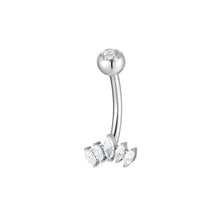 Load image into Gallery viewer, Piercing ombelico da donna in acciaio con sfera e zircone Luca Barra PR148
