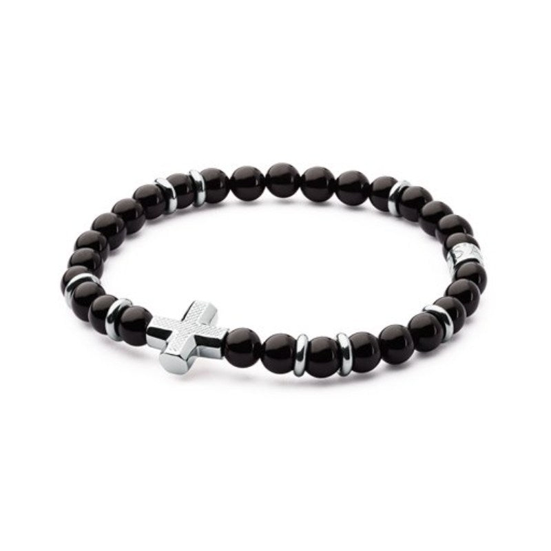 Bracciale da uomo con elastico in acciaio e pietre S'Agapõ SDA11