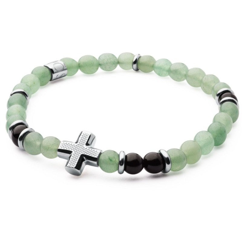 Bracciale da uomo con elastico in acciaio e pietre S'Agapõ SDA12