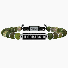 Cargar imagen en el visor de la galería, Pulsera De Hombre Con Cordón Y Bolas De Jaspe Verde Kidult 731782

