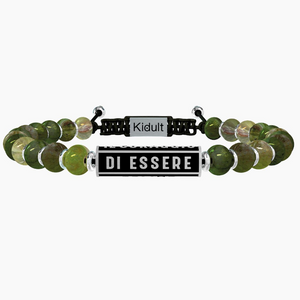 Pulsera De Hombre Con Cordón Y Bolas De Jaspe Verde Kidult 731782