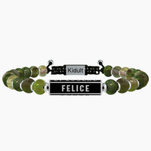 Cargar imagen en el visor de la galería, Pulsera De Hombre Con Cordón Y Bolas De Jaspe Verde Kidult 731782
