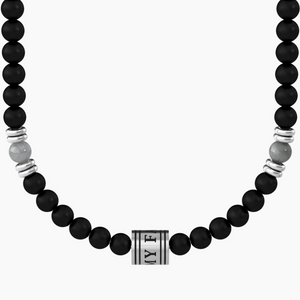 Men's Necklace With Black And Gray Agate Kidult 751227