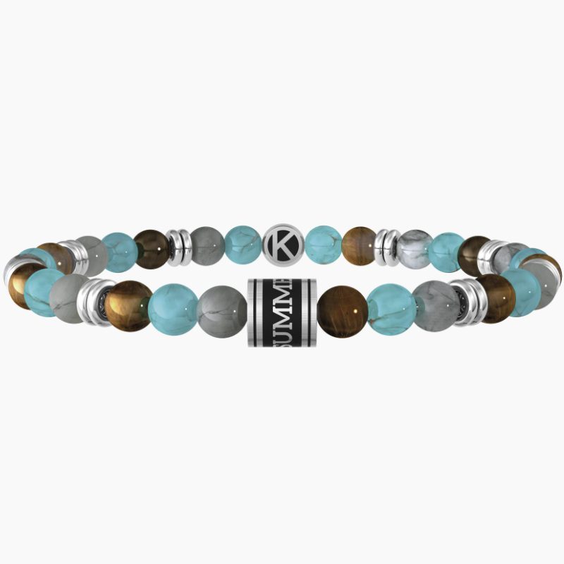 Pulsera De Hombre Elástica Con Piedras Multicolor Kidult 732179