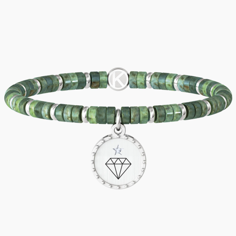 Bracciale Da Donna Con Cilindri In Diaspro Verde Kidult 732008