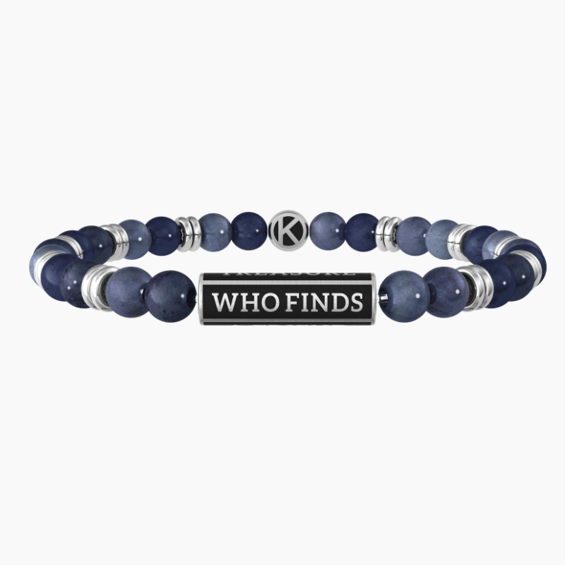 Pulsera de Hombre con Esferas de Dumortierita Azul Kidult 732048