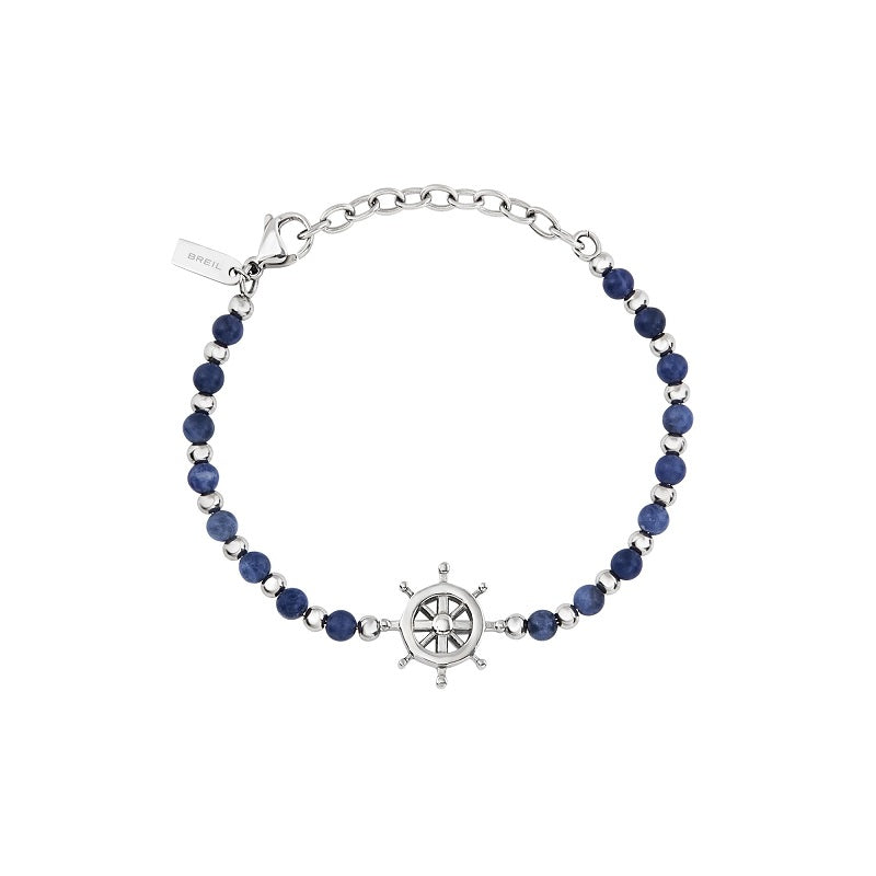 Bracciale da uomo in acciaio e sodalite Breil SOUNDWAVE TJ3587