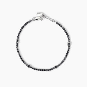 Pulsera de tenis para hombre en plata con inserciones cuadradas GENTLEMAN Mabina 533821