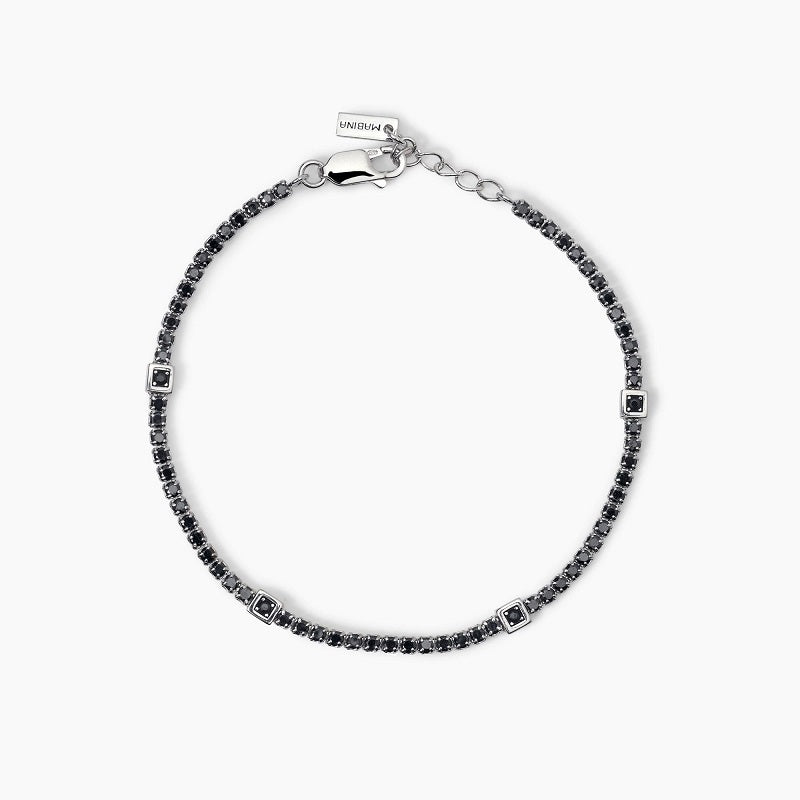Pulsera de tenis para hombre en plata con inserciones cuadradas GENTLEMAN Mabina 533821