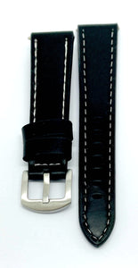 CINT009 Cinturino gomma nero  con cuciture bianche misura ansa 20mm