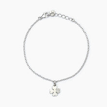 Carica l&#39;immagine nel visualizzatore di Gallery, Bracciale bimba in argento con quadrifoglio e zirconi CERCAMI Mabina 533781
