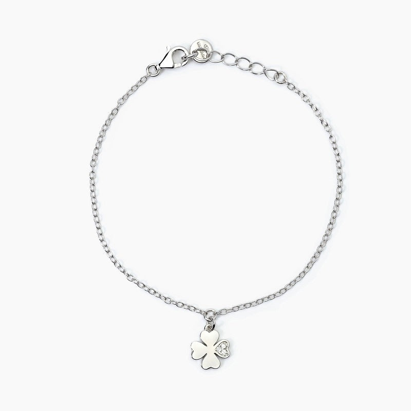 Bracciale bimba in argento con quadrifoglio e zirconi CERCAMI Mabina 533781