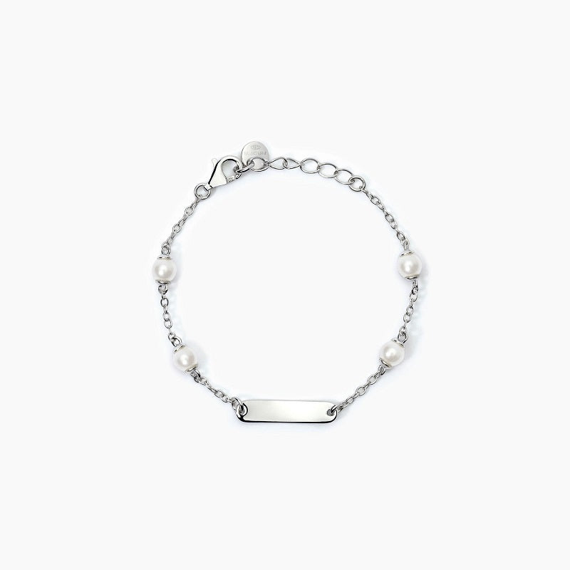 Bracciale bimba personalizzabile in argento con perle BABY Mabina 533784