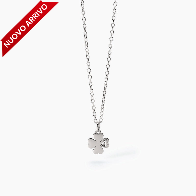Collana bimba in argento con quadrifoglio e zirconi CERCAMI Mabina 553624