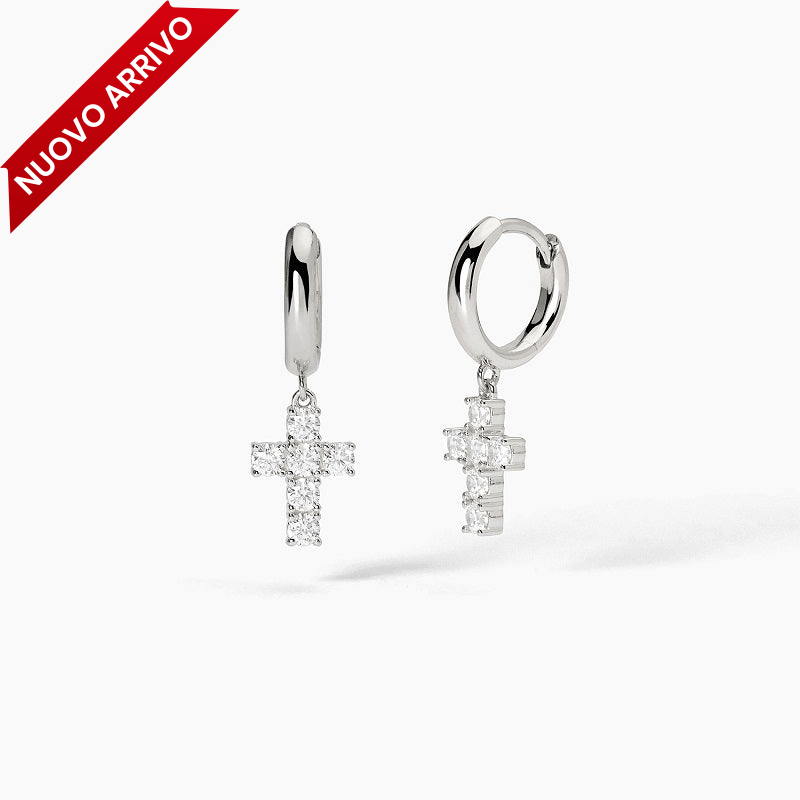 Orecchini a cerchio da donna con pendente a forma di croce CROCE DEL SUD Mabina 563732