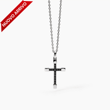 Load image into Gallery viewer, Silver men&#39;s necklace with zircon cross MYSTICAL Mabina 553635
