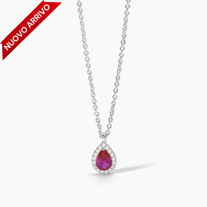 Collana da donna in argento con rubino sintetico e zirconi COOL OR RÉTRO? Mabina 553664