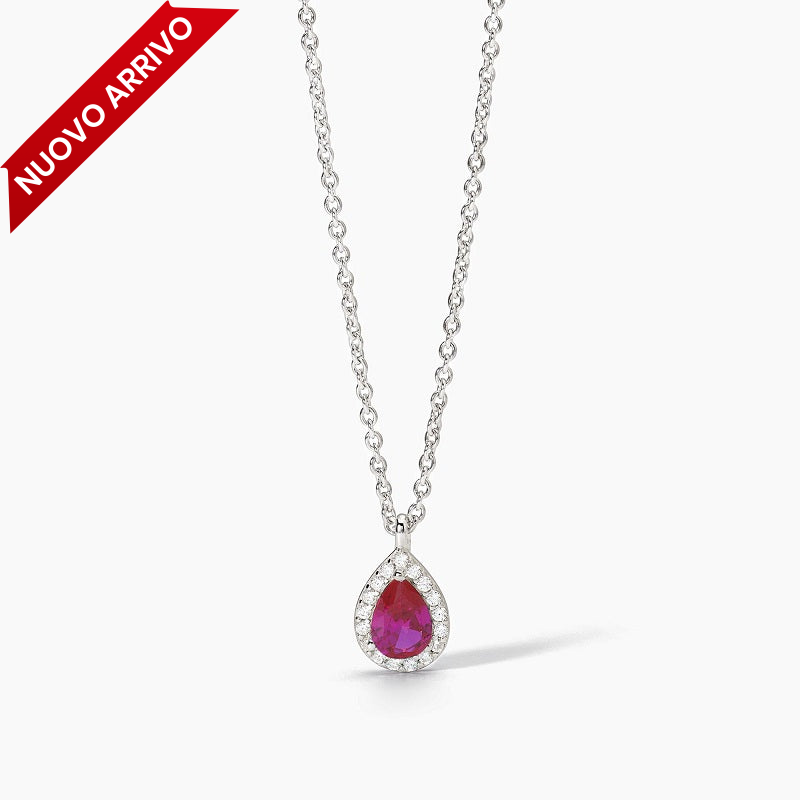 Collana da donna in argento con rubino sintetico e zirconi COOL OR RÉTRO? Mabina 553664