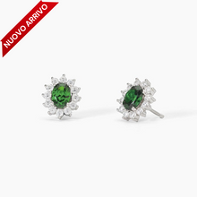 Carica l&#39;immagine nel visualizzatore di Gallery, Orecchini da donna in argento con smeraldo sintetico COOL OR RÉTRO? Mabina 563715
