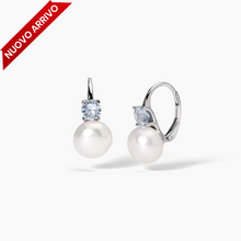 Carica l&#39;immagine nel visualizzatore di Gallery, Orecchini da donna in argento con acquamarina sintetica e perle INVITO A NOZZE Mabina 563727
