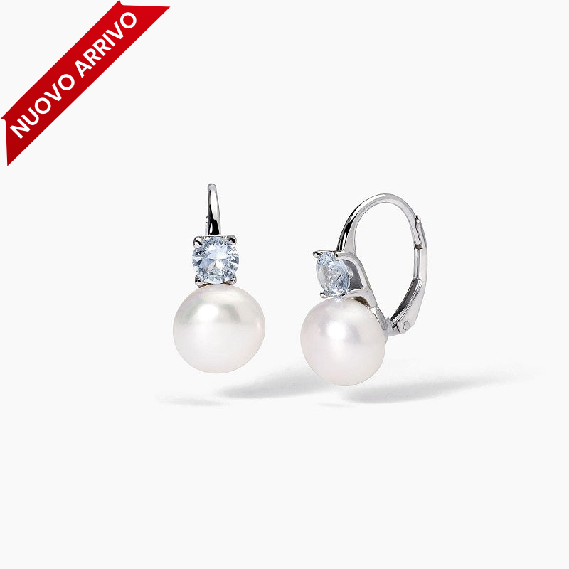 Orecchini da donna in argento con acquamarina sintetica e perle INVITO A NOZZE Mabina 563727