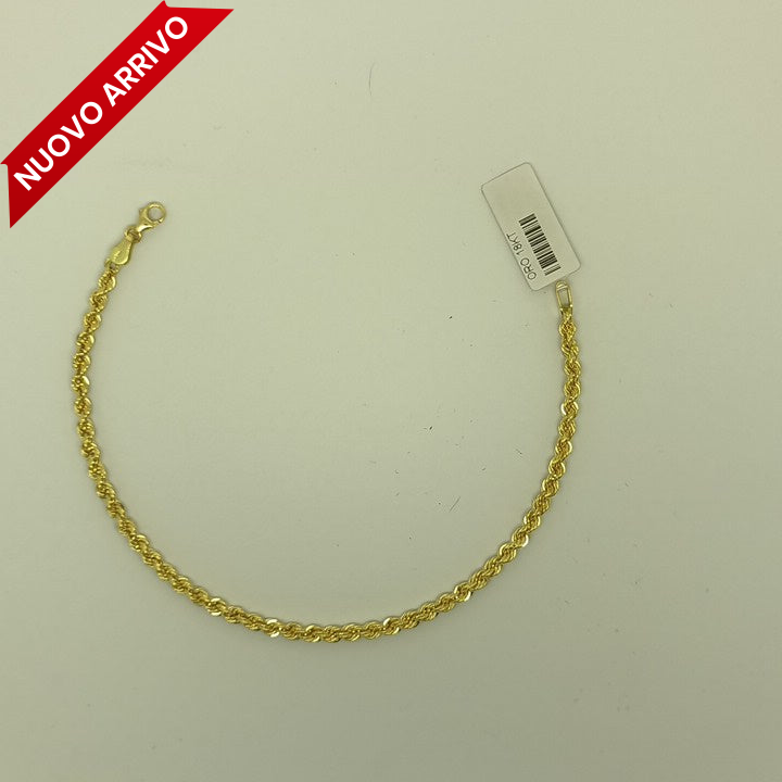 Pulsera de cuerda en oro amarillo de 18 KT cm. 20 gramos de peso.3.1