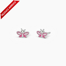 Carica l&#39;immagine nel visualizzatore di Gallery, Orecchini bimba a lobo in argento con farfalla smaltata LADY BUTTERFLY Mabina 563612
