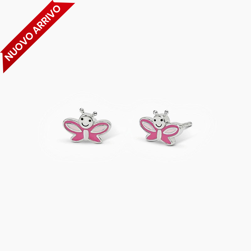 Orecchini bimba a lobo in argento con farfalla smaltata LADY BUTTERFLY Mabina 563612