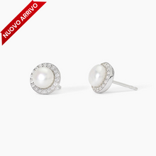 Carica l&#39;immagine nel visualizzatore di Gallery, Orecchini da donna in argento con perle coltivate e zirconi MILANESIENNE Mabina 563745
