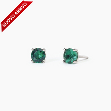 Carica l&#39;immagine nel visualizzatore di Gallery, Orecchini da donna in argento con smeraldi sintetici SHINY Mabina 563738
