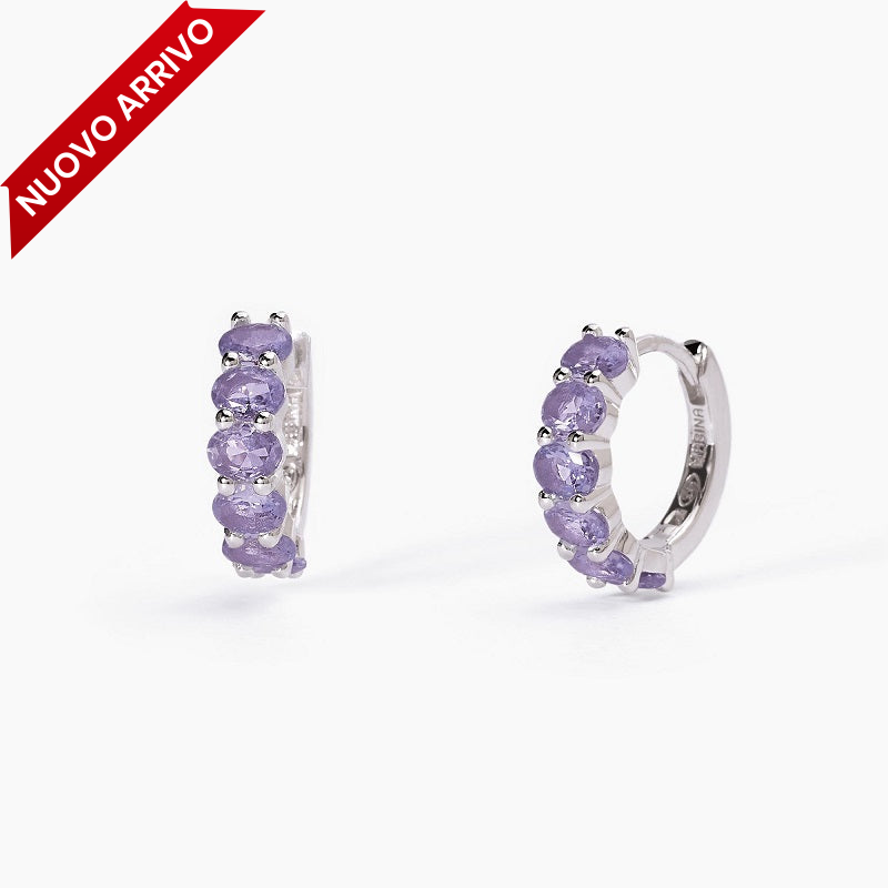 Orecchini da donna a cerchio in argento con ametista sintetica FESTIVAL Mabina 563580