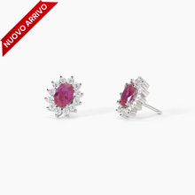 Carica l&#39;immagine nel visualizzatore di Gallery, Orecchini da donna in argento con rubino sintetico ovale COOL OR RÉTRO? Mabina 563717
