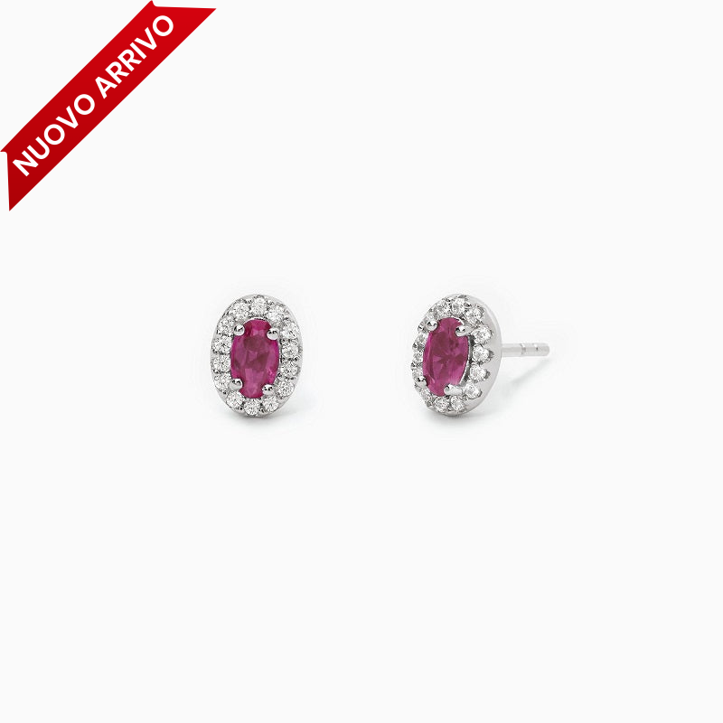 Orecchini da donna in argento a lobo con rubini sintetici COOL OR RÉTRO? Mabina 563650