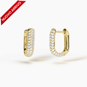 Orecchini ovali da donna in argento dorato con pavè COUTURE Mabina 563729