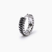 Load image into Gallery viewer, Men&#39;s earring in silver with black stones BANDITO Mabina 563538
