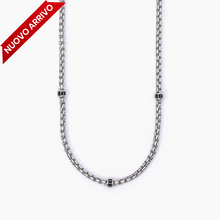 Carica l&#39;immagine nel visualizzatore di Gallery, Collana da uomo catena veneziana e pietre nere MONTECARLO Mabina 553486
