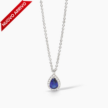 Carica l&#39;immagine nel visualizzatore di Gallery, Collana da donna in argento con zaffiro sintetico e zirconi COOL OR RÉTRO? Mabina 553665
