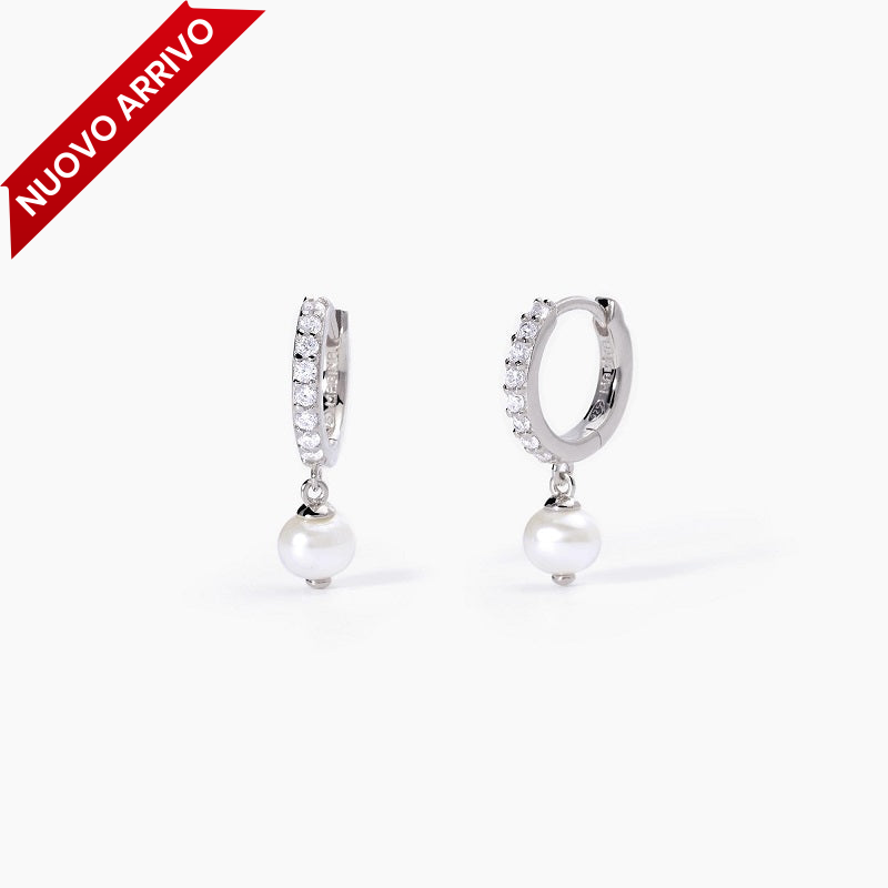 Orecchini da donna a cerchio in argento con perle coltivate INVITO A NOZZE Mabina 563571