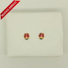 Load image into Gallery viewer, 18Kt yellow gold Ladybug earrings with enamel 72028
