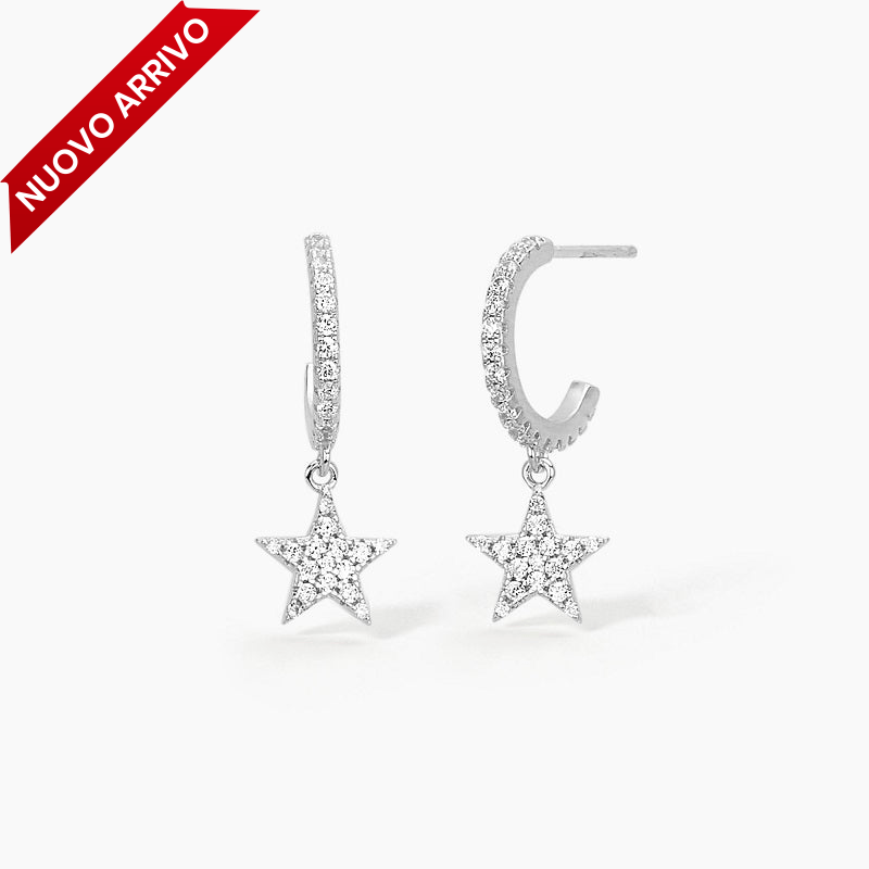Orecchini da donna in argento con pendente a stella SUPER STAR Mabina 563333
