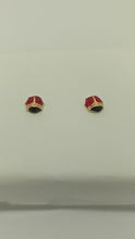 Load and play video in Gallery viewer, 18Kt yellow gold Ladybug earrings with enamel 72027
