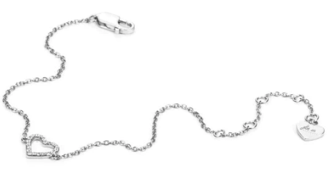 4UBR5353W Bracelet with heart with zircons in silver