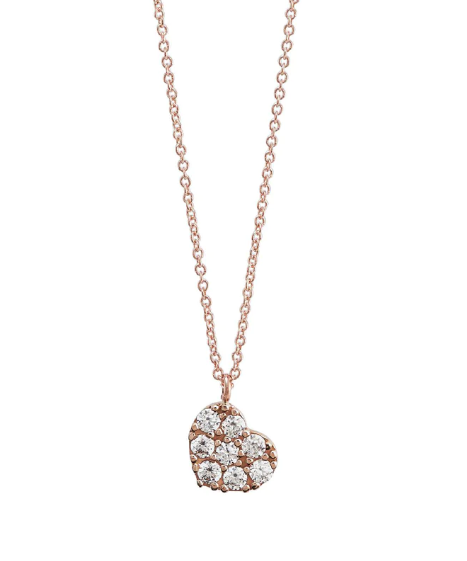 AGZ 377 Rose gold necklace with heart with Ambrosia zircons.